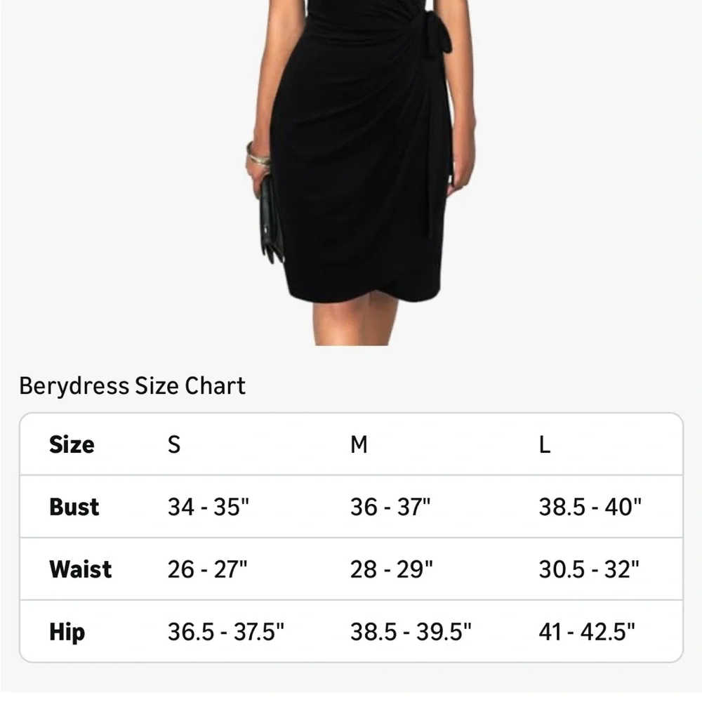 Elegant Black Wrap Midi Dress - Picture 7 of 7